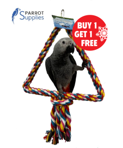 34Cm Medium Triangle Rope Swing Toy Parrot Toy - BOGOF